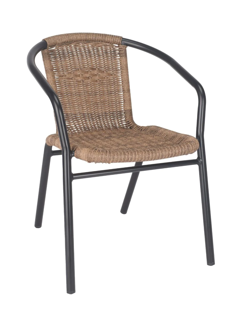 11 Brown Wicker Armchair (Black Frame) - Image 1