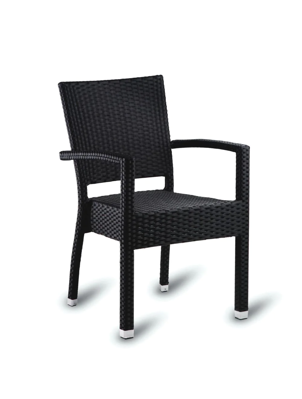 342060-1.webp Sorrento Armchair Ebony / Flat PE Resin Weave & EPC Aluminium - Image 1