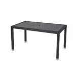 Geneva Alu Top Table – Dining RC 140 x 80 Black/Wood Effect Aluminium/ Ebony Flat PE Resin Weave