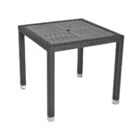 Geneva Alu Top Table – Dining SQ80  Black/Wood Effect Aluminium/ Ebony Flat PE Resin Weave