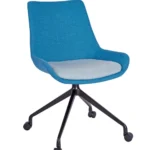 Brooklyn Side Chair - Manhattan Base Aluminuim (Castors) Ply Seat & Back / Polished Aluminium