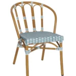 Bordeaux Side Chair PE Rattan/Aluminium - Blue & White