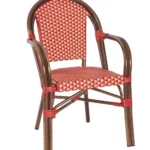 Carcassonne Armchair - Red & Cream PE Flat Rattan Weave & EPC Aluminium