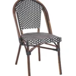 Carcassonne Side Chair - Black & White PE Flat Rattan Weave & EPC Aluminium