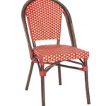 Carcassonne Side Chair - Red & Cream PE Flat Rattan Weave & EPC Aluminium