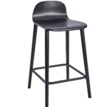 Copenhagen Mid Height Stool Black Shell, Wood Legs Black Ash Veneer Black / Black Legs