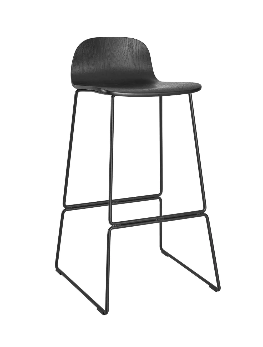 klklopenhagen_high_stool_blk_seat_2_copy.webp Copenhagen Stool 750 Skid Frame (Black) Ash Veneer Black / EPC Black Steel - Image 1