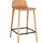 Copenhagen Mid Height Stool Raw Shell,  Wood Legs Raw Raw Veneer Shell / Raw Legs