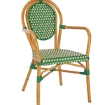 Marseille Armchair - Green & Cream Rattan Weave & EPC Aluminium