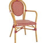 Marseille Armchair - Red & Cream Rattan Weave & EPC Aluminium