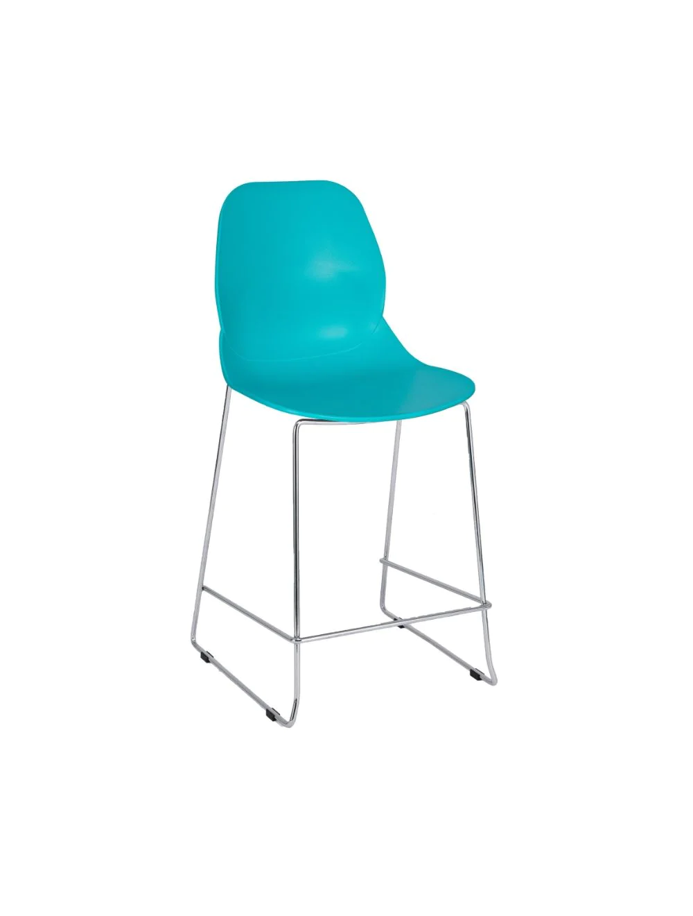 Shoreditch Side Chair - E Frame Mid Height Stool (Skid) Turquoise - Image 1